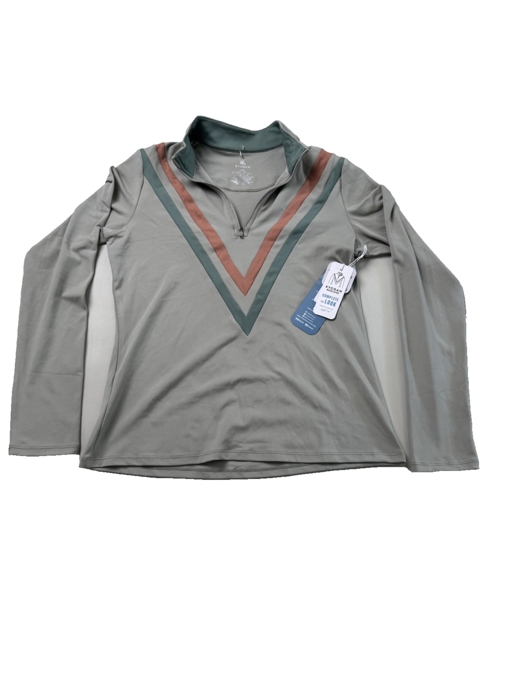 Kyodan Baselayer Pullover Womens Large Quarter Zip Stretch Abbey Stone Green Pin